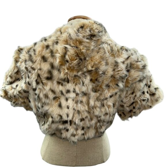 June 100% Rabbit fur spots leopard cheetah cropped jacket shrug M - Picture 4 of 4
